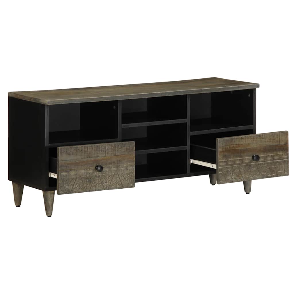 Tv Cabinet Black 100X33X46 Cm Solid Wood Mango