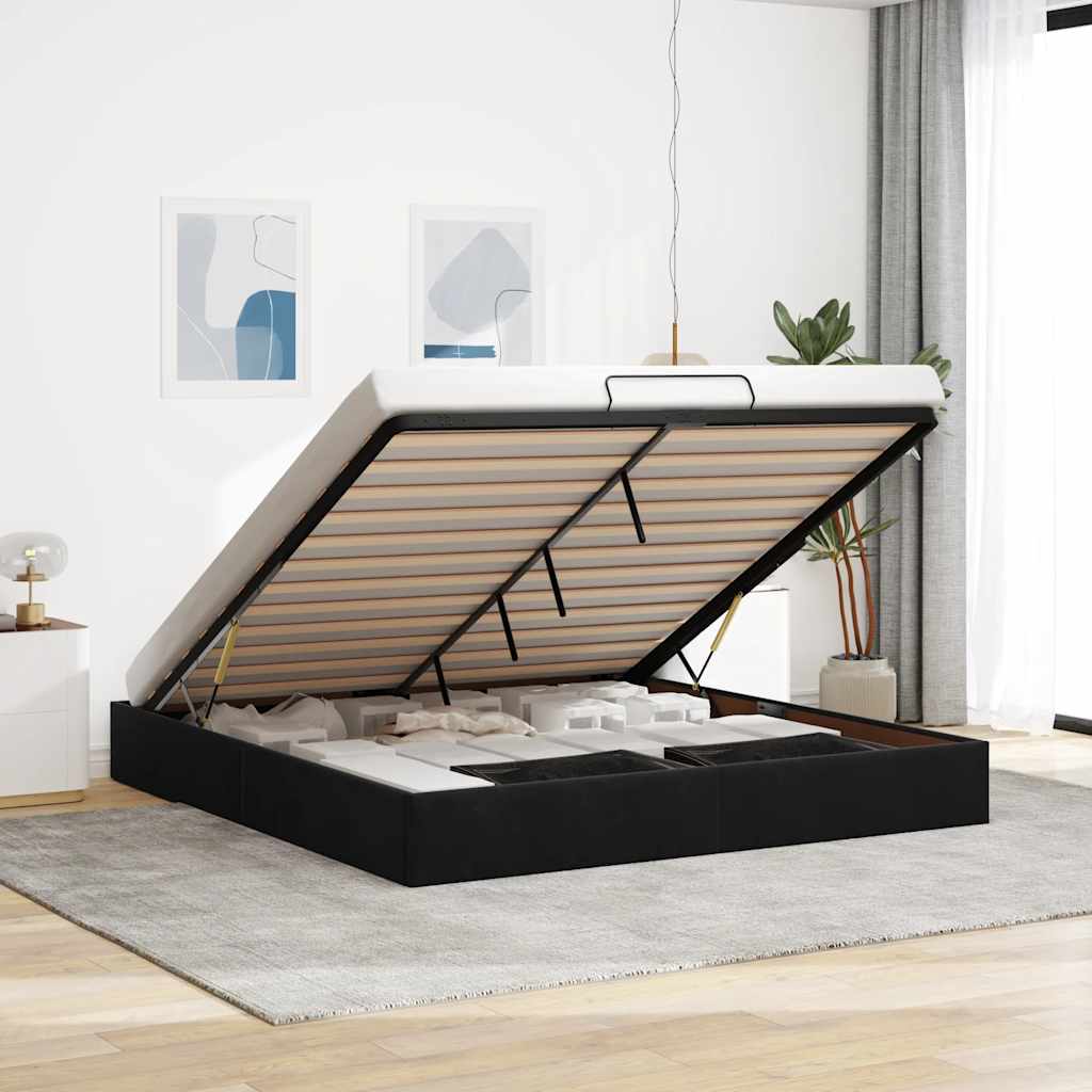 Ottoman Bed Frame No Mattress Velvet