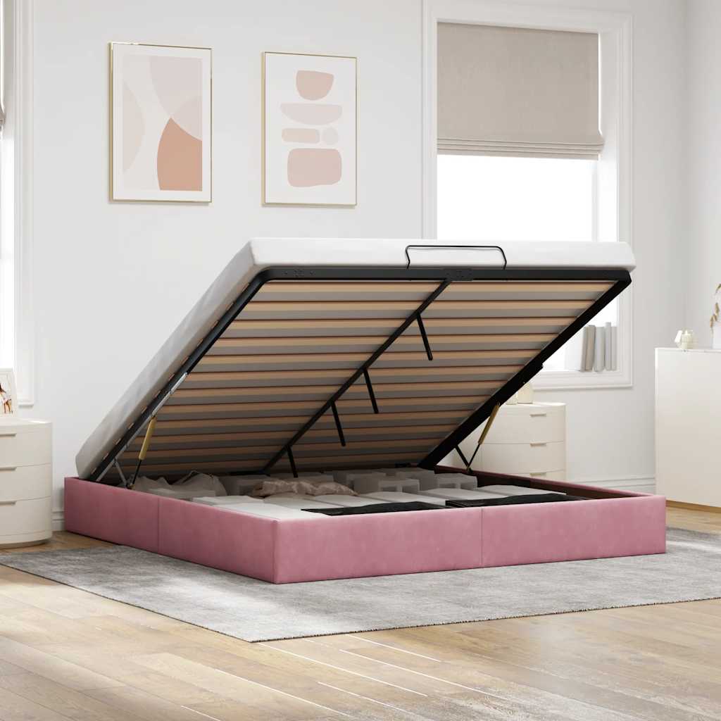 Ottoman Bed Frame No Mattress Velvet