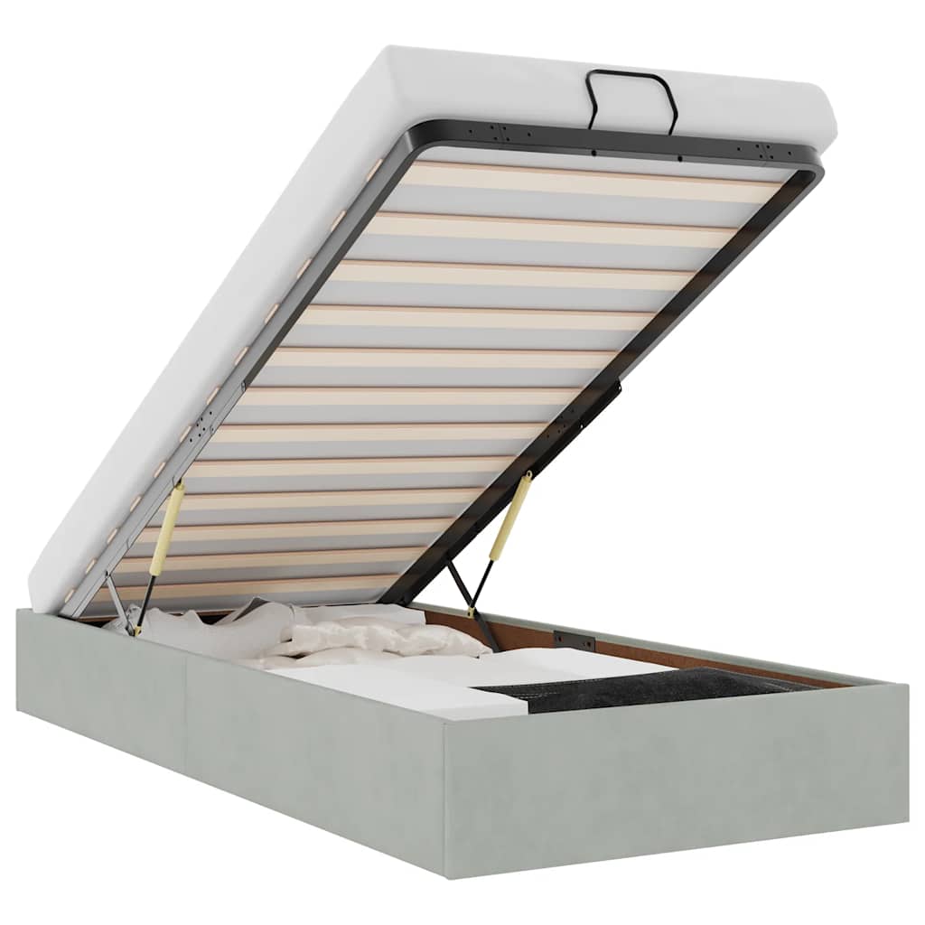 Ottoman Bed Frame No Mattress Single Velvet