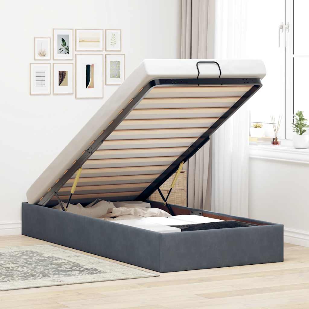 Ottoman Bed Frame No Mattress Single Velvet