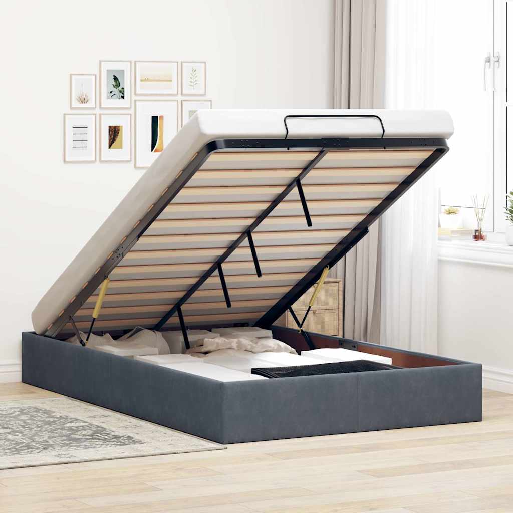 Ottoman Bed Frame No Mattress Single Velvet