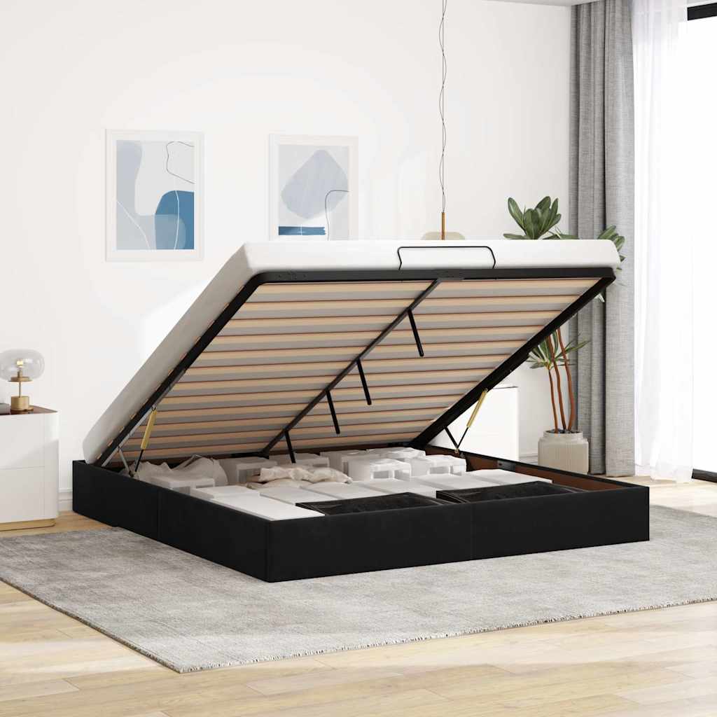 Ottoman Bed Frame No Mattress Single Velvet