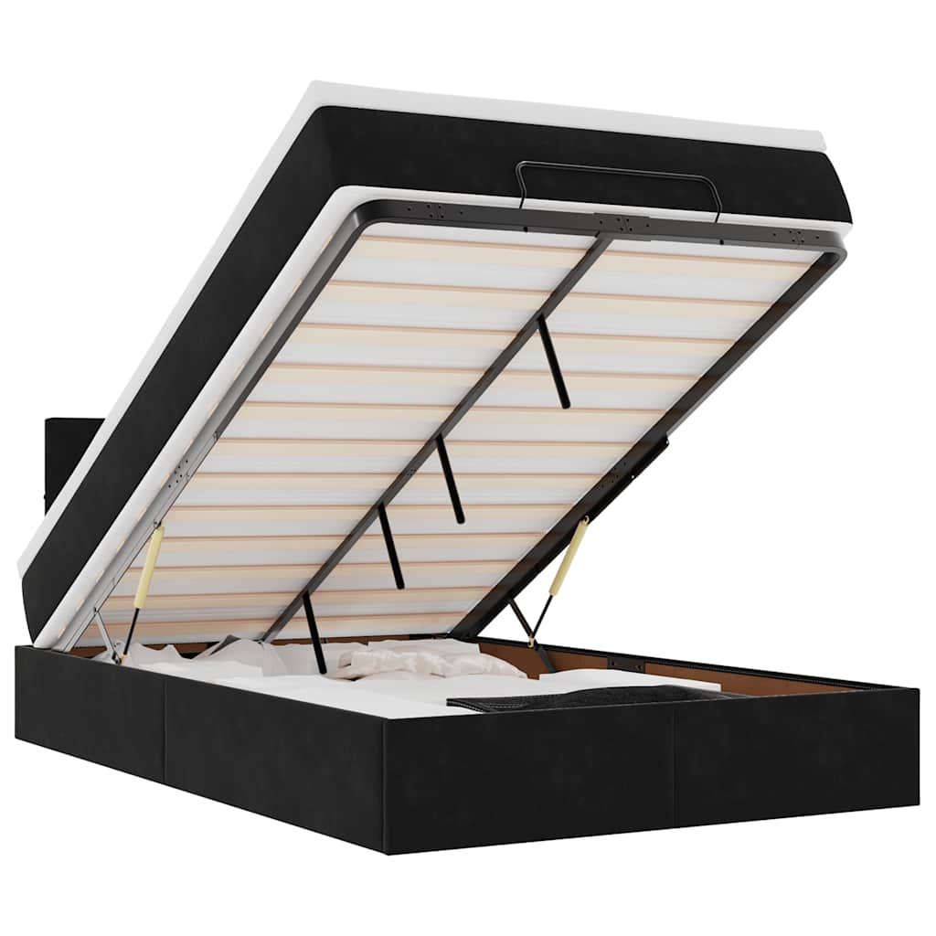 Ottoman Bed With Mattress & Leds 120X200Cm Velvet