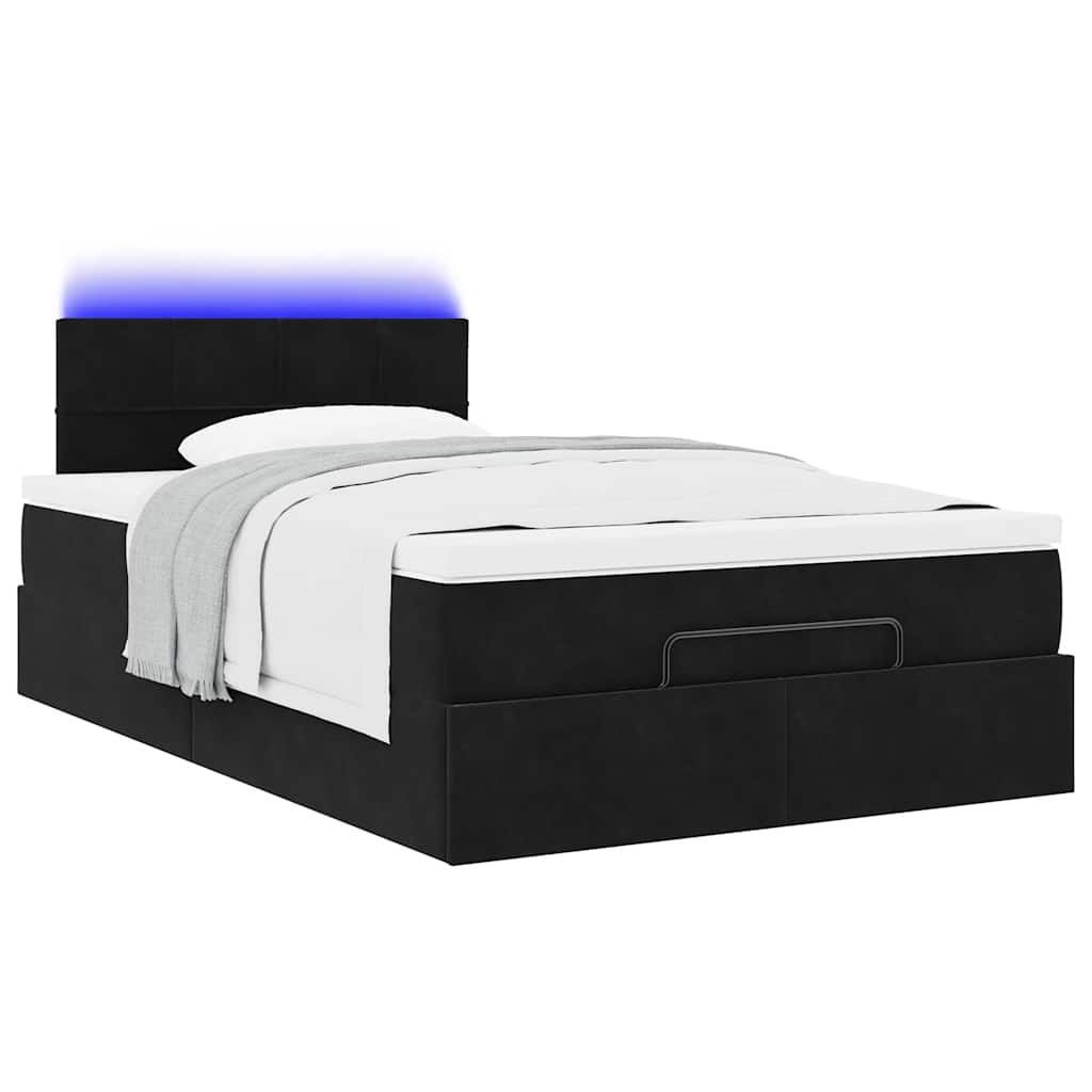 Ottoman Bed With Mattress & Leds 120X200Cm Velvet