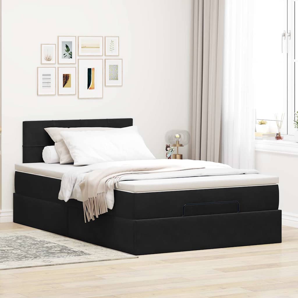 Ottoman Bed With Mattress & Leds 120X200Cm Velvet