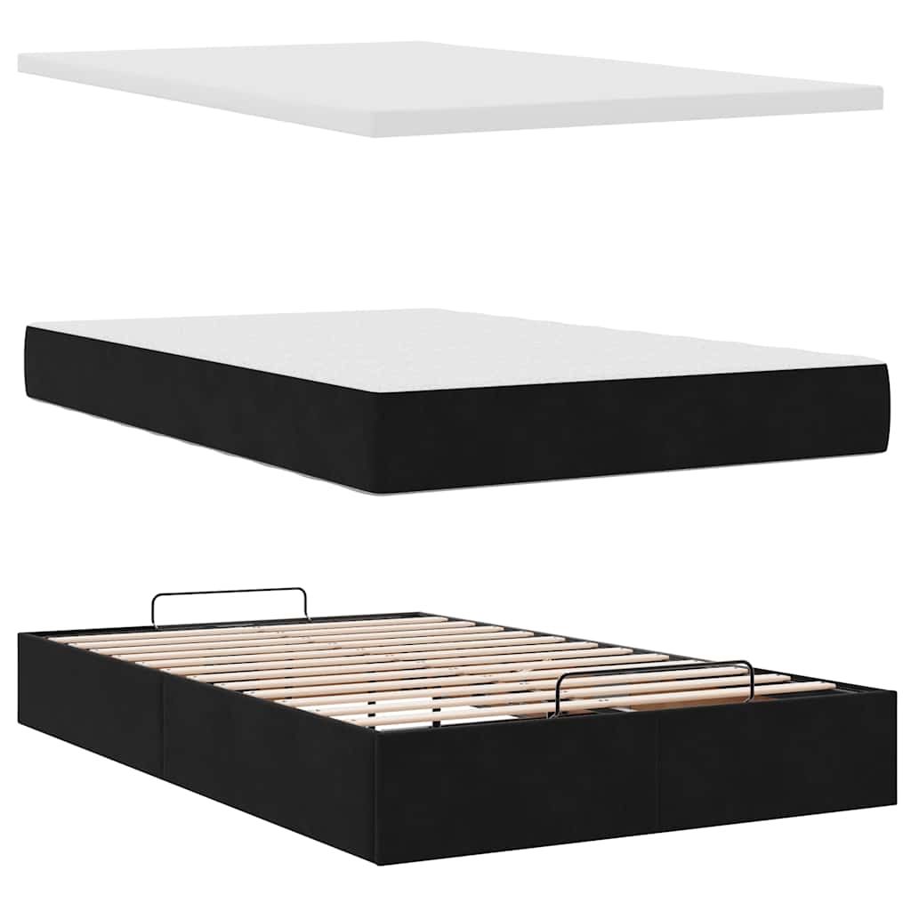 Ottoman Bed With Mattress & Leds 120X200Cm Velvet