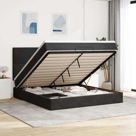 Ottoman Bed With Mattresses 180X200Cm Velvet
