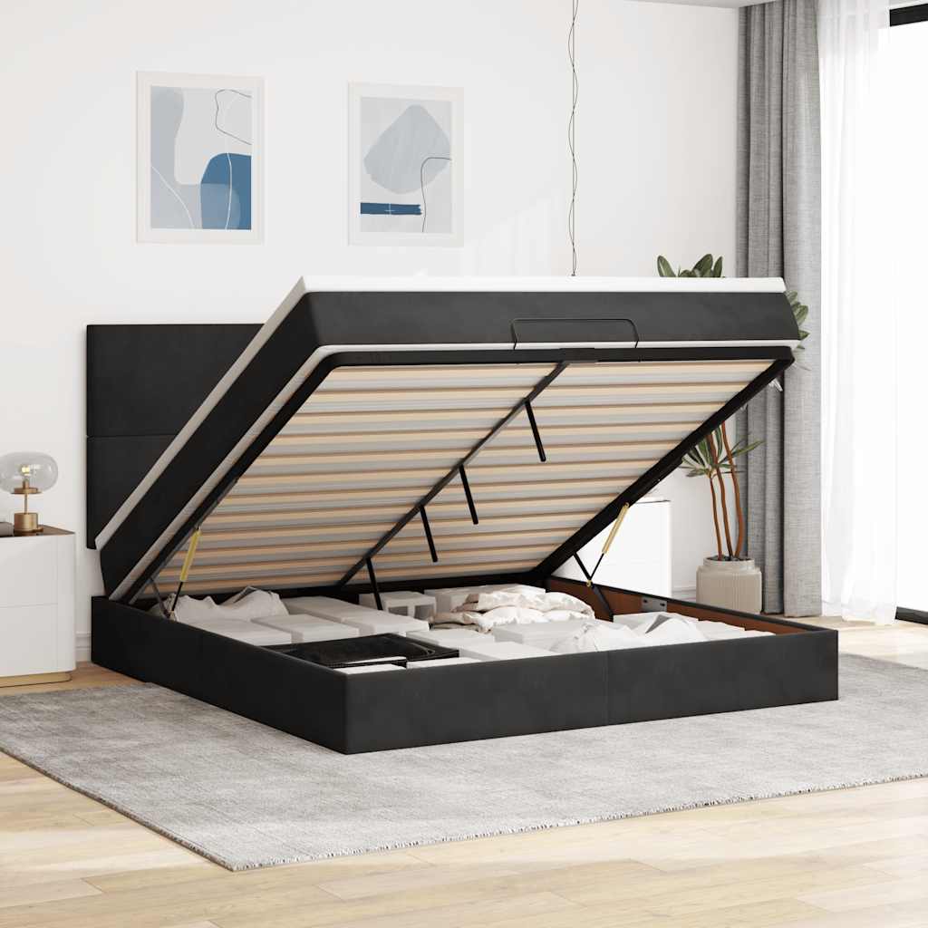 Ottoman Bed With Mattresses 180X200Cm Velvet