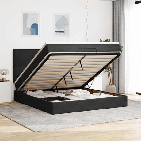 Ottoman Bed With Mattresses 180X200Cm Velvet