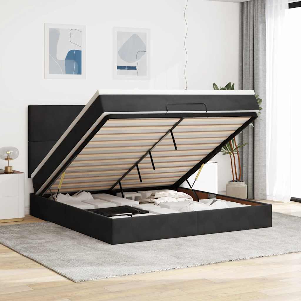 Ottoman Bed With Mattresses 180X200Cm Velvet