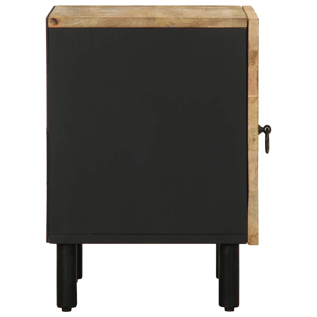 Bed Cabinet Black 40X33.5X46 Cm Solid Rough Wood Mango