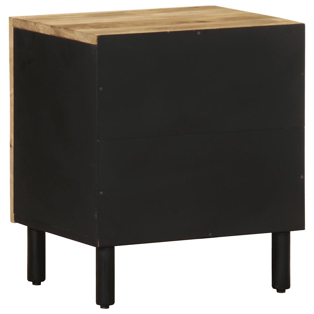 Bed Cabinet Black 40X33.5X46 Cm Solid Rough Wood Mango