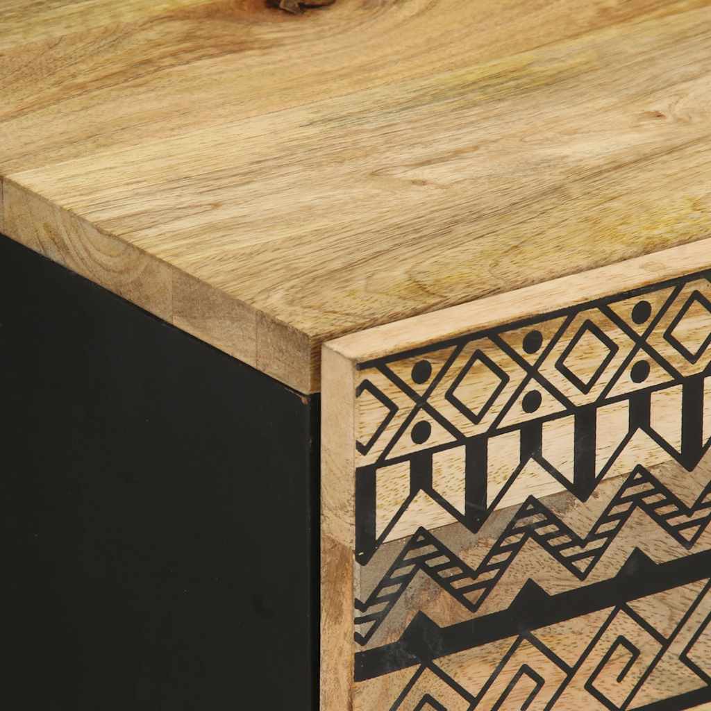 Bed Cabinet Black 40X33.5X46 Cm Solid Rough Wood Mango