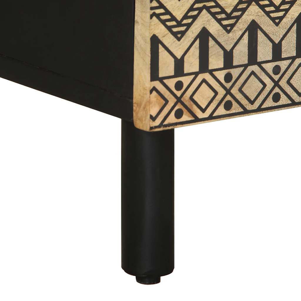 Bed Cabinet Black 40X33.5X46 Cm Solid Rough Wood Mango