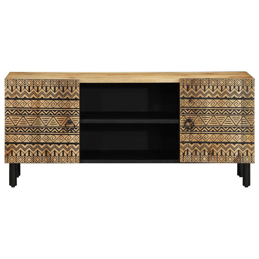 Tv Cabinet Black 105X33.5X46 Cm Solid Rough Wood Mango