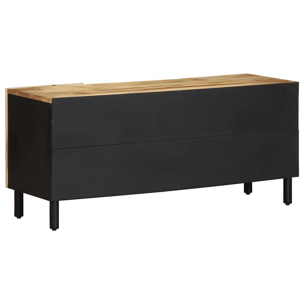 Tv Cabinet Black 105X33.5X46 Cm Solid Rough Wood Mango