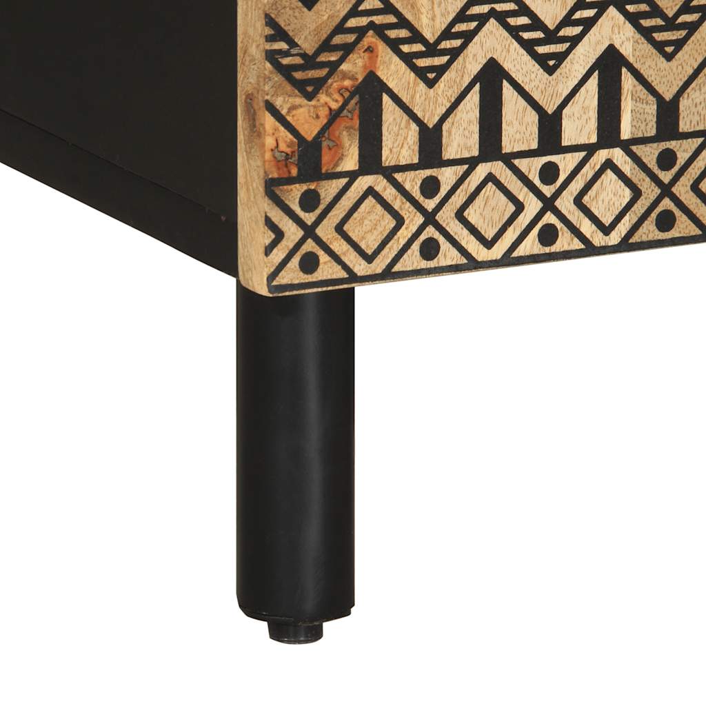 Tv Cabinet Black 105X33.5X46 Cm Solid Rough Wood Mango