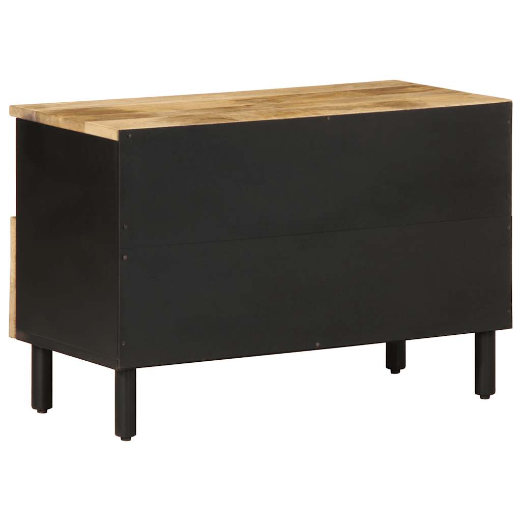 Tv Cabinet Black 70X33.5X46 Cm Solid Rough Wood Mango