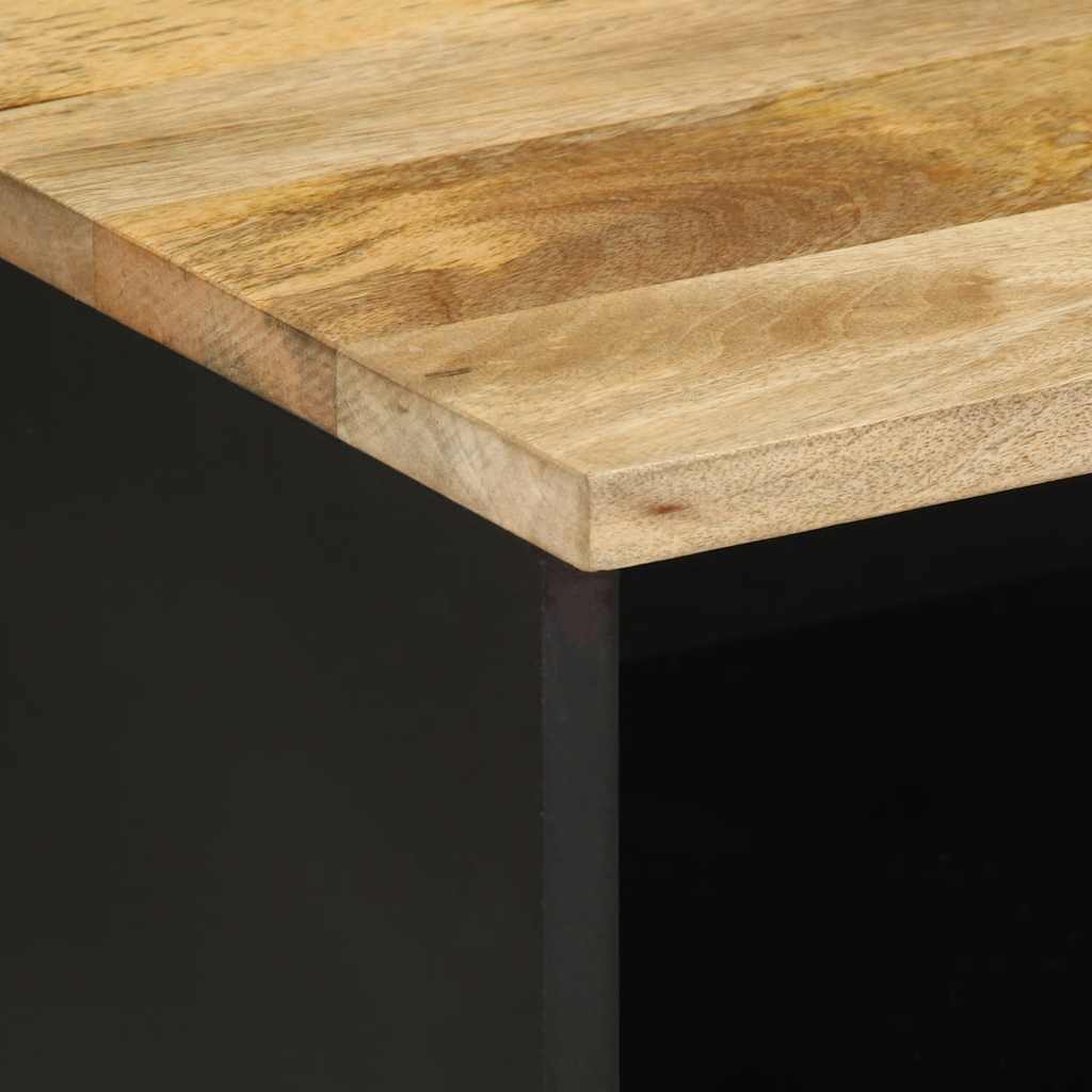 Tv Cabinet Black 70X33.5X46 Cm Solid Rough Wood Mango