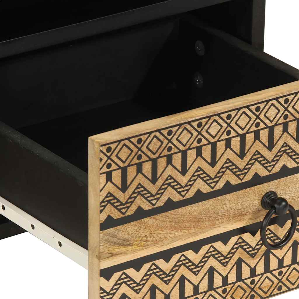 Tv Cabinet Black 70X33.5X46 Cm Solid Rough Wood Mango