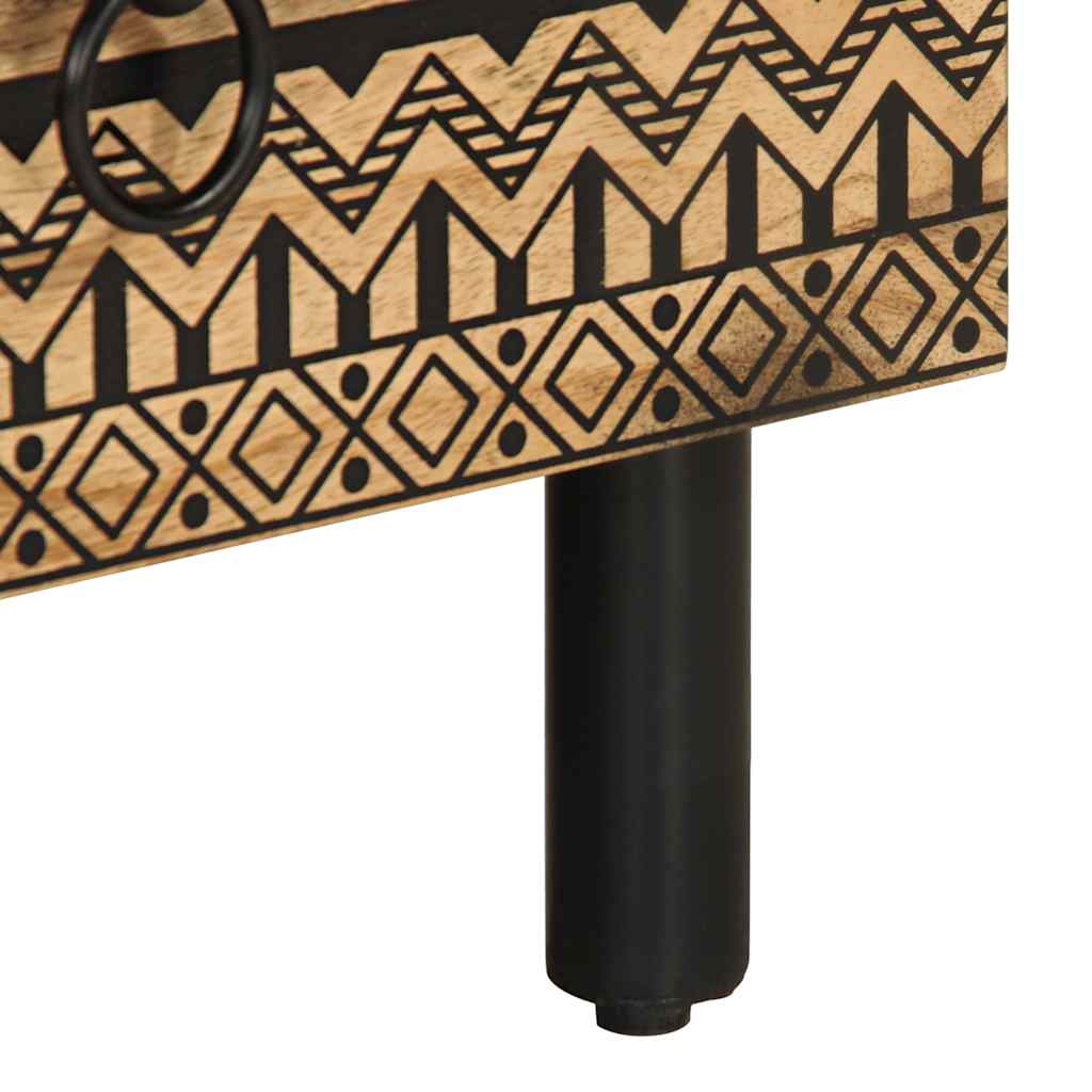 Tv Cabinet Black 70X33.5X46 Cm Solid Rough Wood Mango