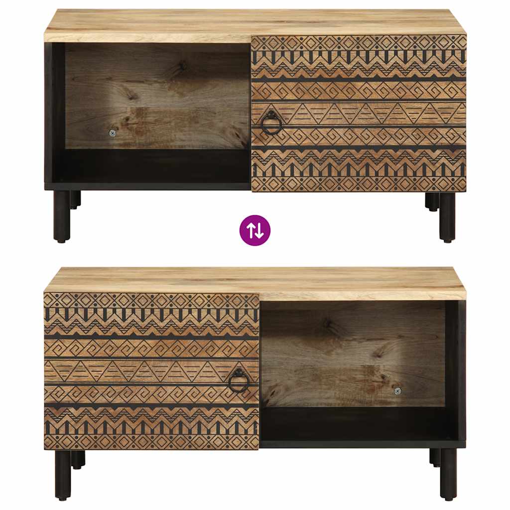 Coffee Table Black 80X50X40 Cm Solid Rough Wood Mango