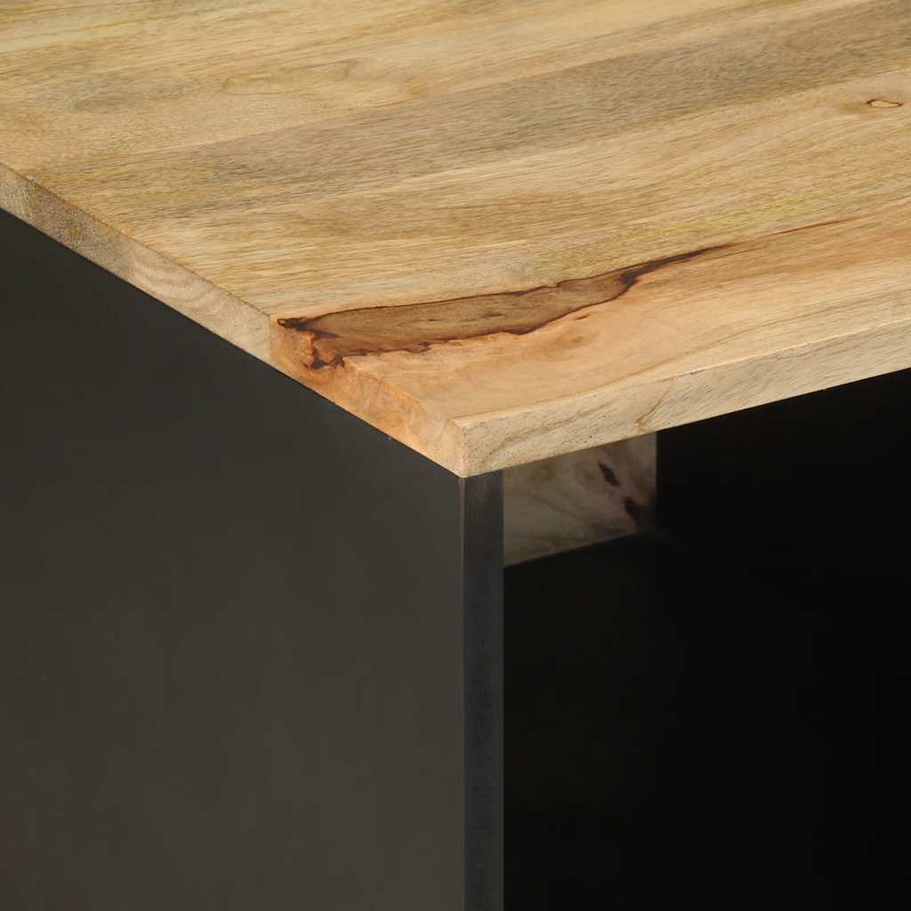 Coffee Table Black 80X50X40 Cm Solid Rough Wood Mango