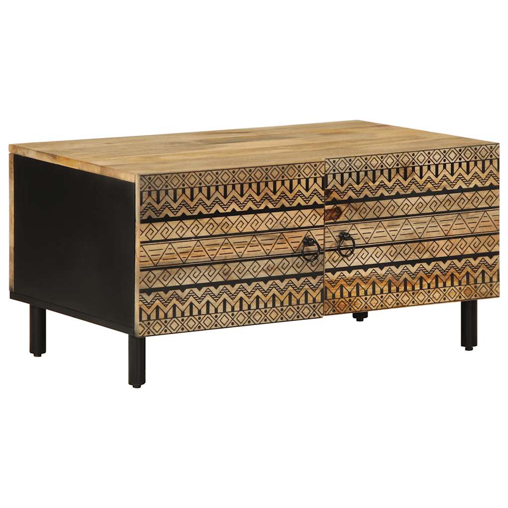 Coffee Table Black 80X50X40 Cm Solid Rough Wood Mango
