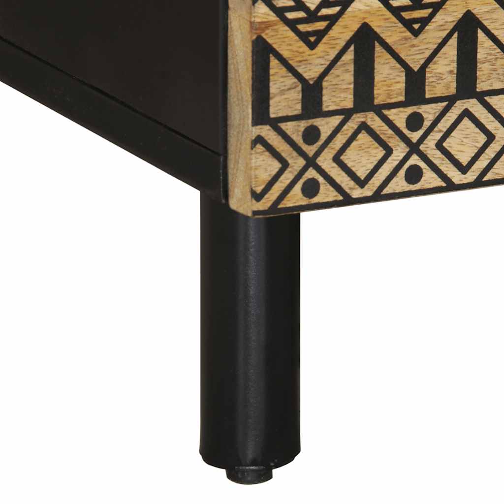 Coffee Table Black 80X50X40 Cm Solid Rough Wood Mango