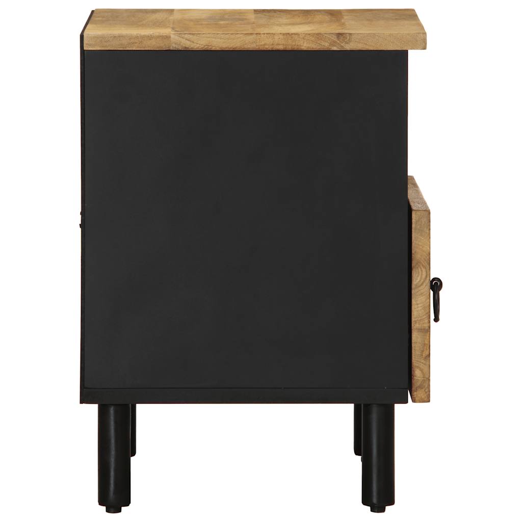 Bed Cabinets 2 Pcs Black 40X33X46 Cm Solid Rough Wood Mango