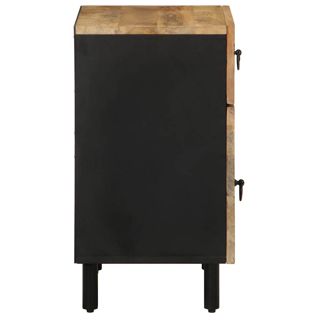 Bed Cabinet Black 50X33X60 Cm Solid Rough Wood Mango