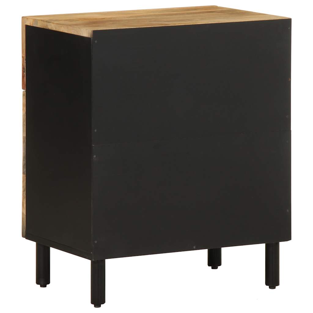 Bed Cabinet Black 50X33X60 Cm Solid Rough Wood Mango