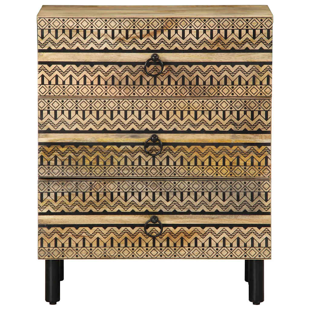 Bed Cabinet Black 50X33X62 Cm Solid Rough Wood Mango