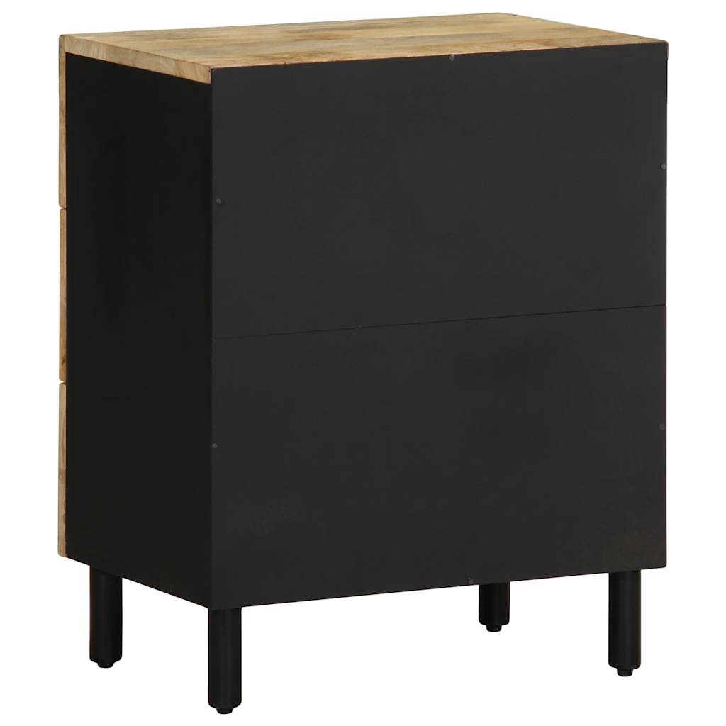 Bed Cabinet Black 50X33X62 Cm Solid Rough Wood Mango