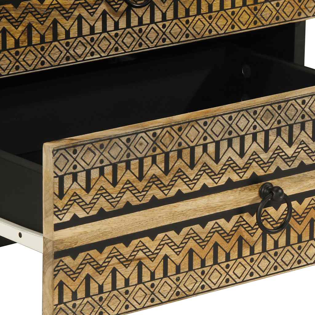 Bed Cabinet Black 50X33X62 Cm Solid Rough Wood Mango
