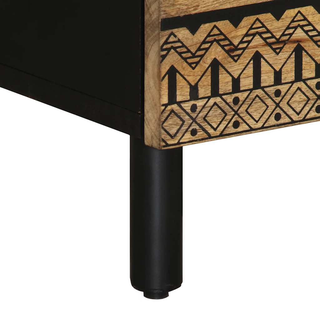 Bed Cabinet Black 50X33X62 Cm Solid Rough Wood Mango