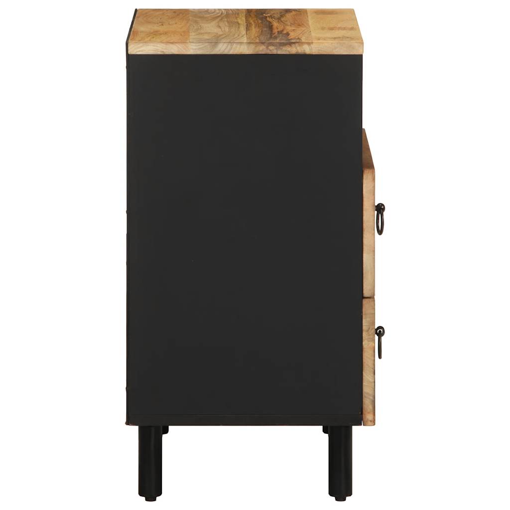 Bed Cabinet Black 50X33X62 Cm Solid Rough Wood Mango