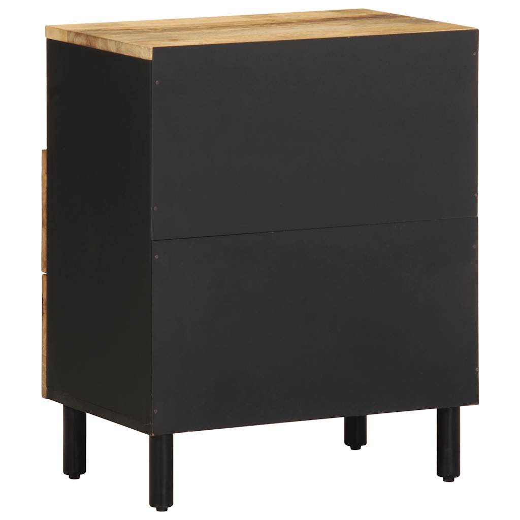Bed Cabinet Black 50X33X62 Cm Solid Rough Wood Mango