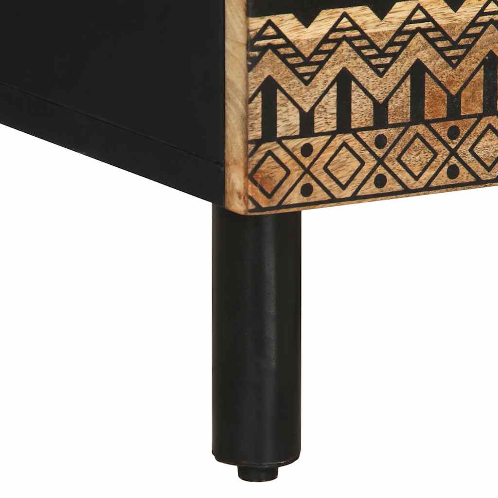 Bed Cabinet Black 50X33X62 Cm Solid Rough Wood Mango