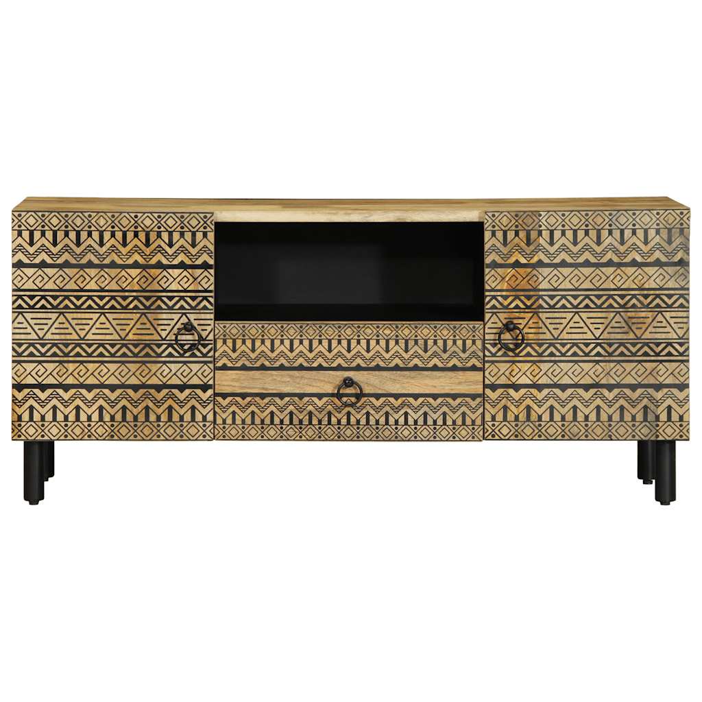 Tv Cabinet Black 105X33.5X46 Cm Solid Rough Wood Mango