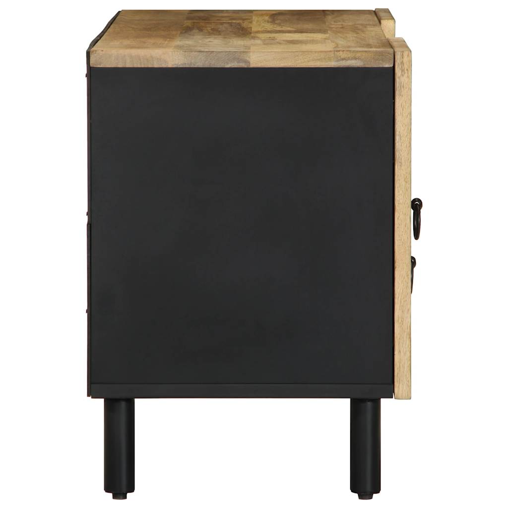 Tv Cabinet Black 105X33.5X46 Cm Solid Rough Wood Mango