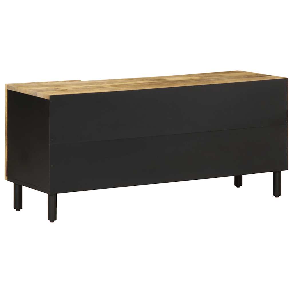 Tv Cabinet Black 105X33.5X46 Cm Solid Rough Wood Mango