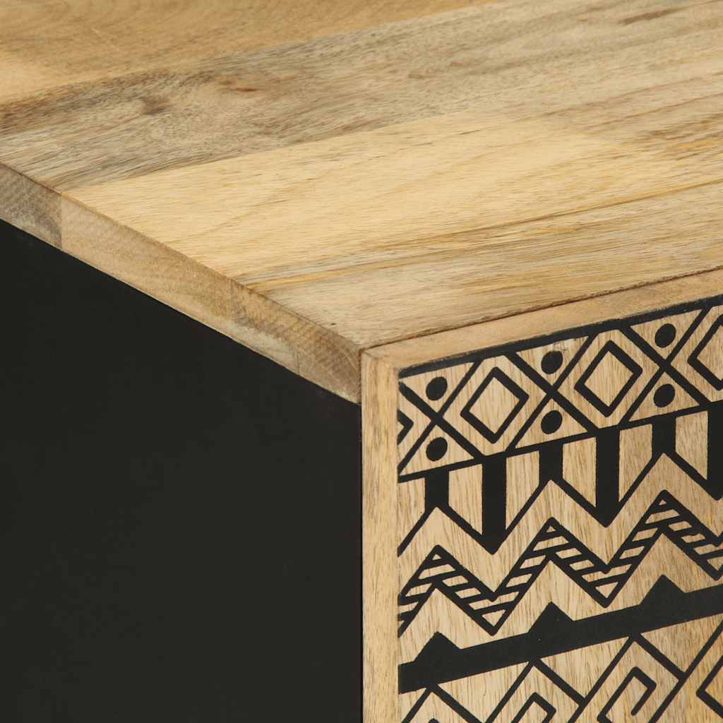 Tv Cabinet Black 105X33.5X46 Cm Solid Rough Wood Mango