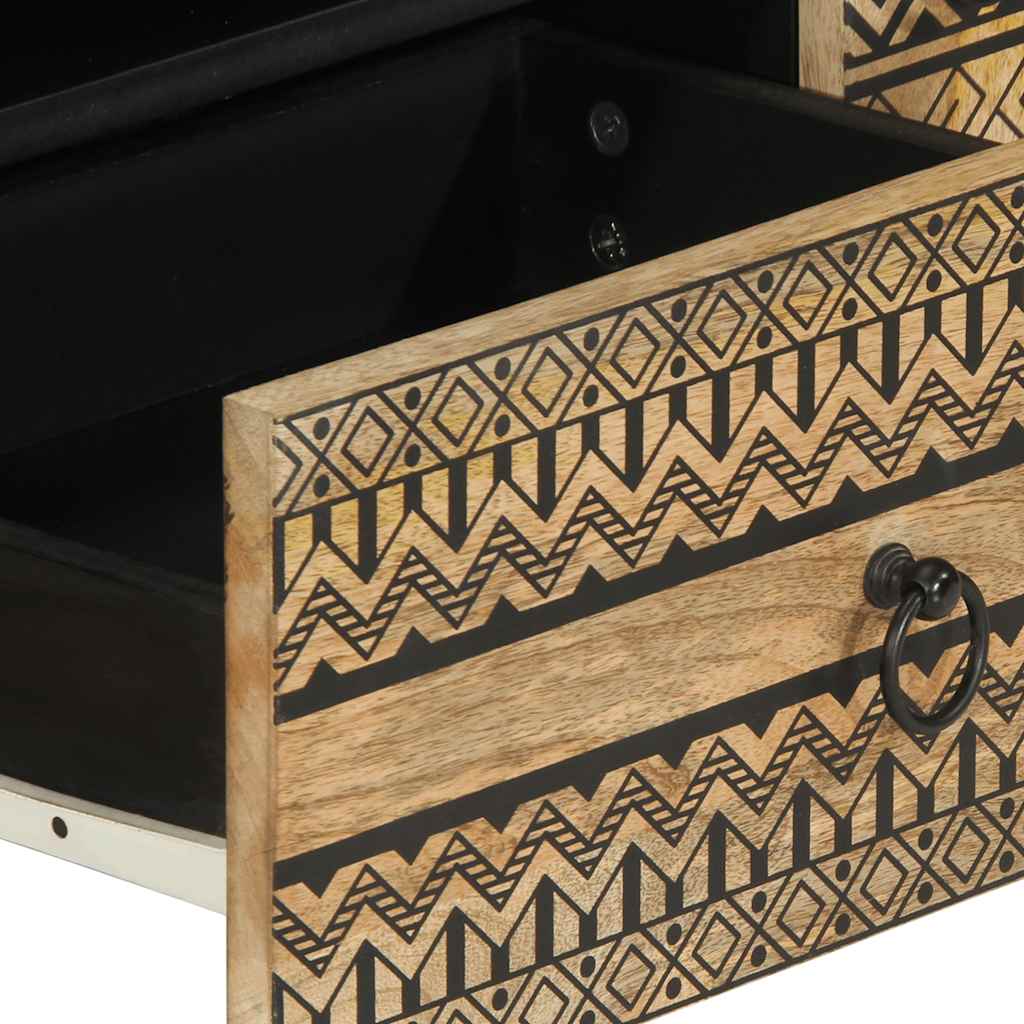 Tv Cabinet Black 105X33.5X46 Cm Solid Rough Wood Mango