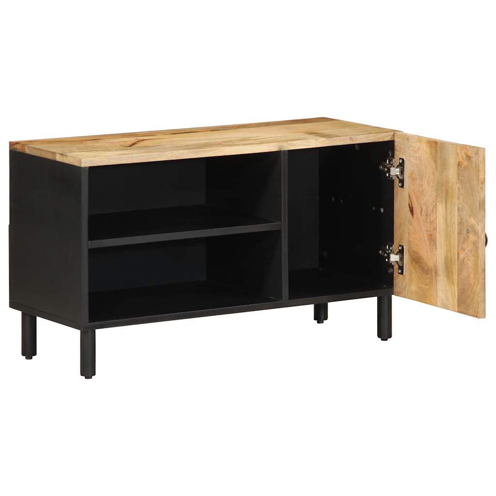 Tv Cabinet Black 80X33.5X46 Cm Solid Rough Wood Mango
