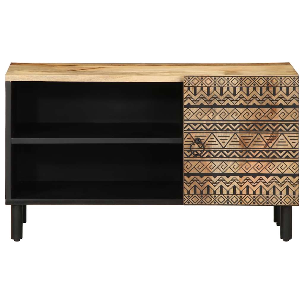 Tv Cabinet Black 80X33.5X46 Cm Solid Rough Wood Mango