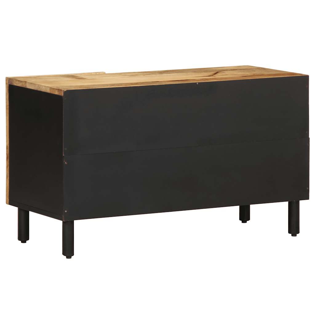 Tv Cabinet Black 80X33.5X46 Cm Solid Rough Wood Mango