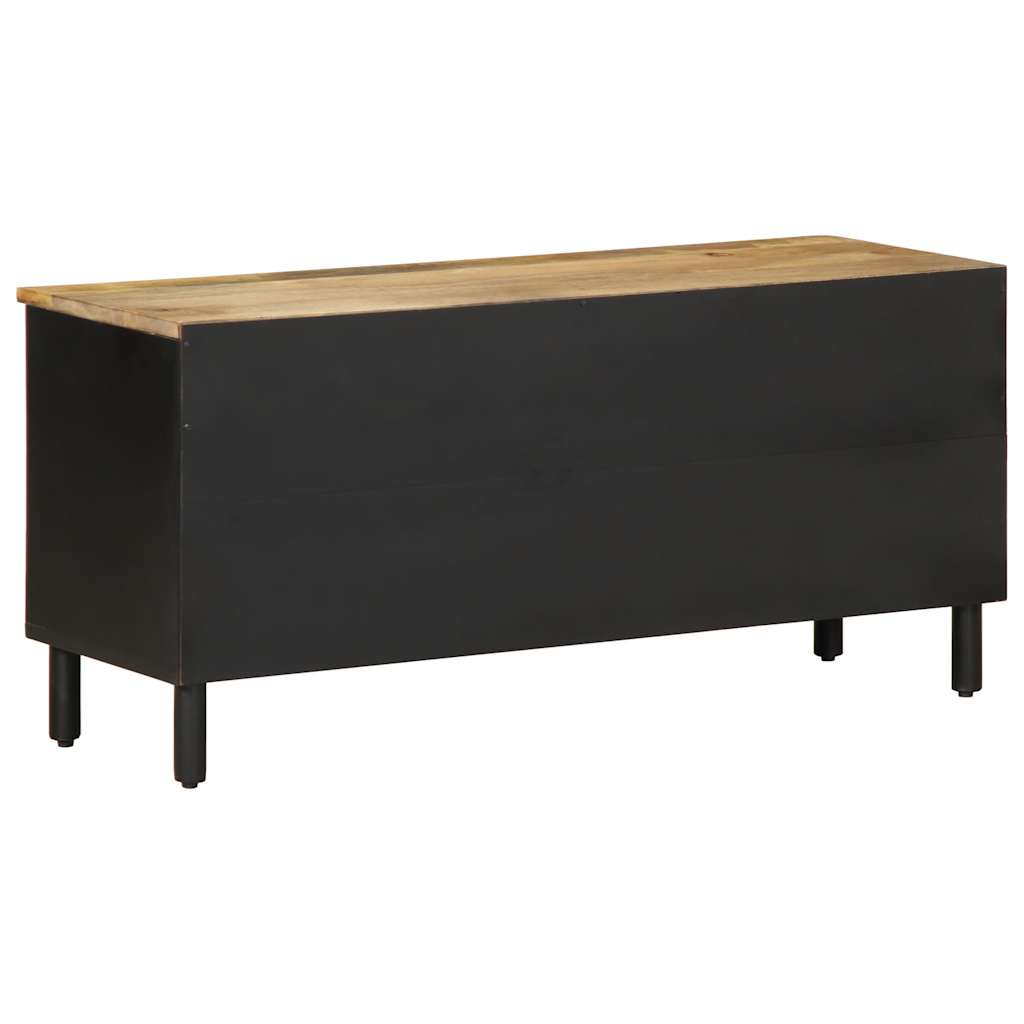 Tv Cabinet Black 100X33.5X46 Cm Solid Rough Wood Mango