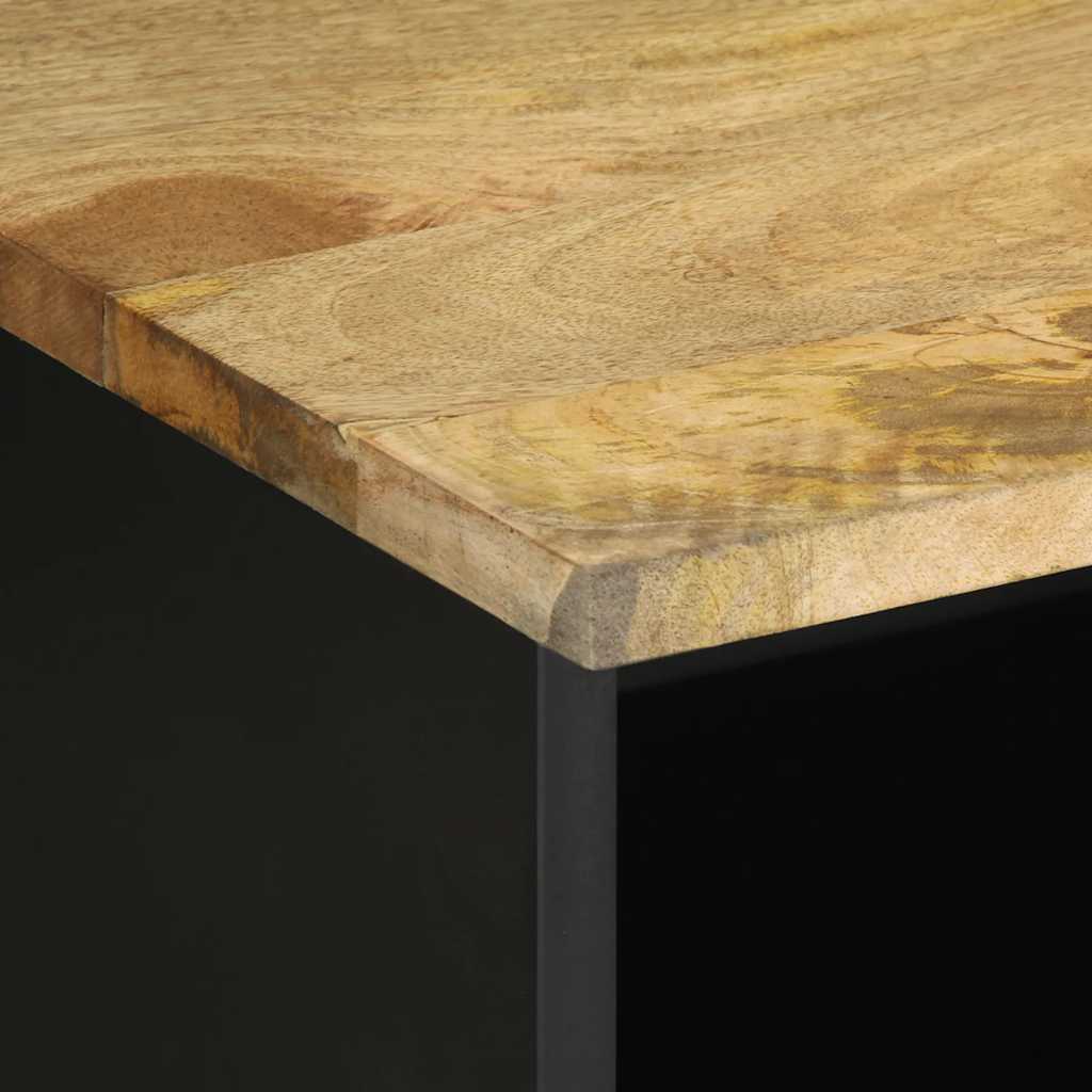 Tv Cabinet Black 100X33.5X46 Cm Solid Rough Wood Mango